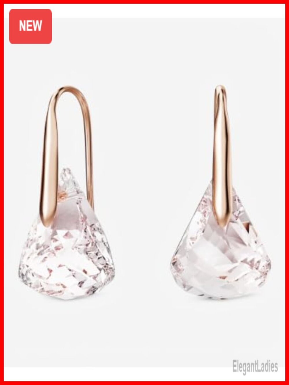 Swarovski Crystal Drop Dangle Earrings Rose Gold Tone
